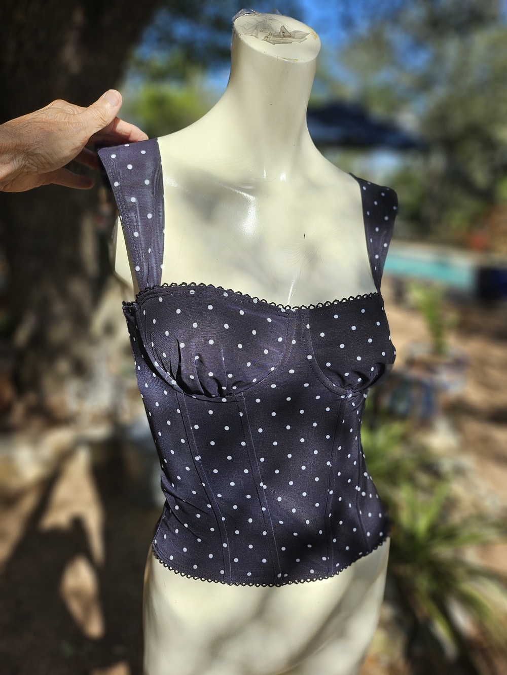 Edikted Polka Dot Bustier Corset Top - Black & White Polka Dots M